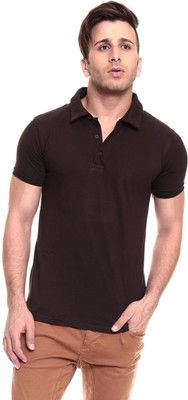 

Izinc Solid Men's Polo Neck Brown T-Shirt