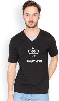 

Campus Sutra Solid Men V-neck Black T-Shirt