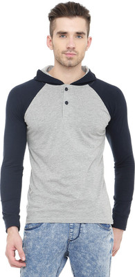 

Gritstones Printed Men's Hooded Grey T-Shirt, Grey16