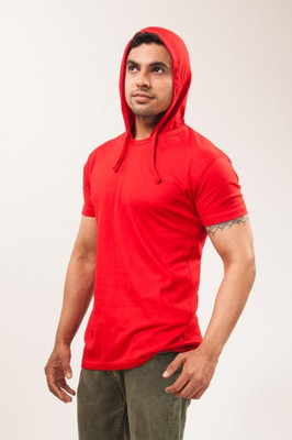 

Unisopent Designs Solid Men' Hooded Red T-Shirt