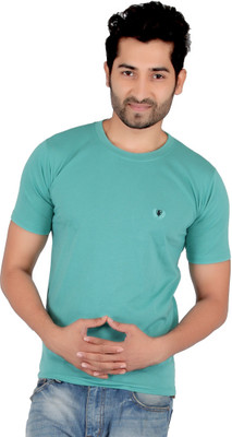 Awack Solid Men's Round Neck Light Green T-Shirt, Pista