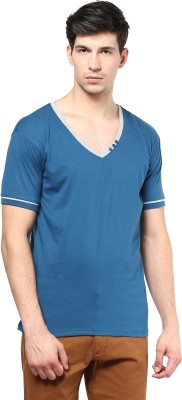 

Izinc Solid Men's V-neck Light Blue T-Shirt