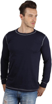 

SayItLoud Solid Men's Round Neck Blue T-Shirt, Navy blue