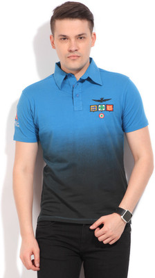 

Global Nomad Solid Men' Polo Neck Blue T-Shirt, Royal ombre