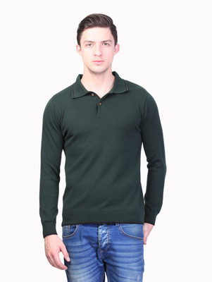 

Kalt Solid Men Polo Neck Green T-Shirt, Bottle green