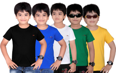 

FabTag - Dongli Boys Solid T Shirt(Multicolor, Pack of 5