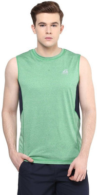 

Aurro Solid Men's Round Neck Green T-Shirt, Green/navy