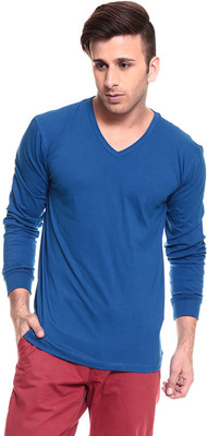 

Izinc Solid Men' V-neck Blue T-Shirt, Royal blue