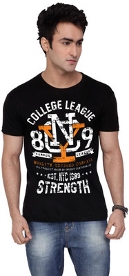 

Inkovy Graphic Print Men's Round Neck Black T-Shirt