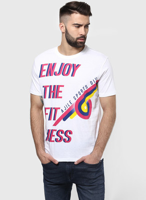 

Ajile by Pantaloons Printed Men's Round Neck White T-Shirt