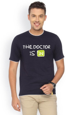 

Campus Sutra Printed Men Round Neck Blue T-Shirt