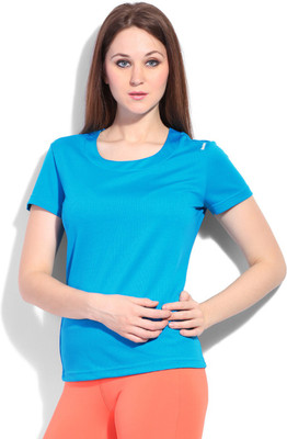 

REEBOK Solid Women's Round Neck Pink T-Shirt, Blue bom