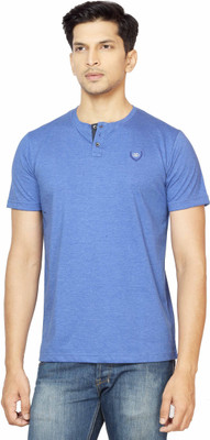 

La Seven Solid Men's Round Neck Dark Blue T-Shirt, Rblue