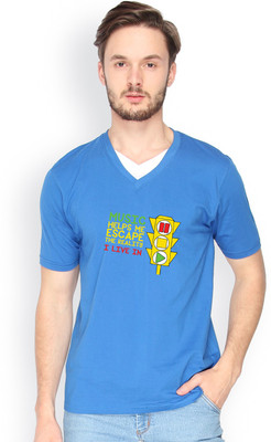

Campus Sutra Solid Men V-neck Blue T-Shirt, Royal blue