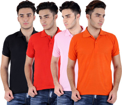 

Sanvi Traders Solid Men Polo Neck Multicolor T-Shirt(Pack of 4