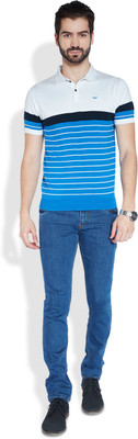 

Park Avenue Striped Men's Polo Neck Blue T-Shirt