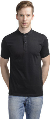

WRIG Solid Men's Round Neck Black T-Shirt