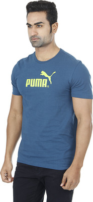 

Puma Printed Men' Round Neck Blue T-Shirt, Majolica blue