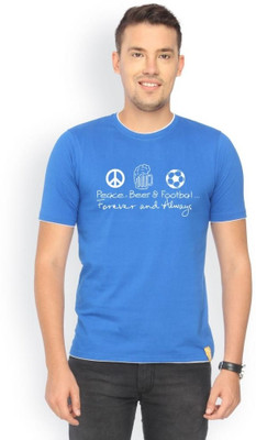 

Campus Sutra Printed Men Round Neck Blue T-Shirt, Royal blue