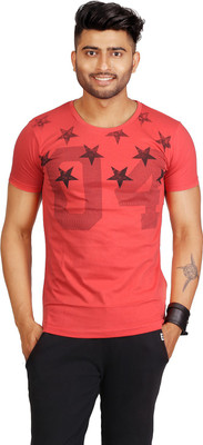

Masculino Latino Printed Men's Round Neck Red T-Shirt