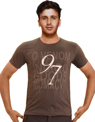 

Clickroo Printed Men's Round Neck Brown T-Shirt