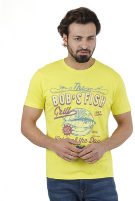 

Wrangler Printed Men's Round Neck Green T-Shirt, Sulphur