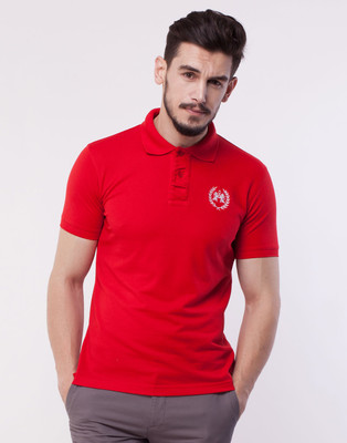 

Cotton County Premium Solid Men's Polo Neck Red T-Shirt