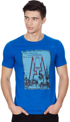 

Cloak & Decker Printed Men's Round Neck Blue T-Shirt, Royal blue