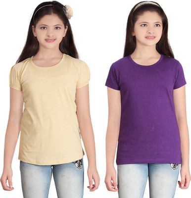 

FabTag - Sini Mini Girls Solid T Shirt(Multicolor