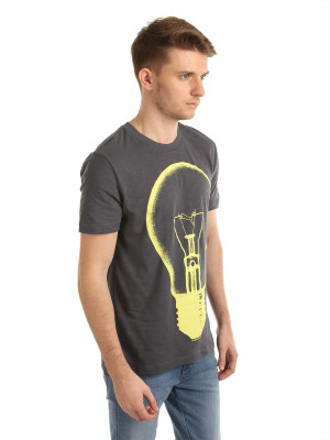 Puma Graphic Print Men' Round Neck Grey T-Shirt, Ombre blue