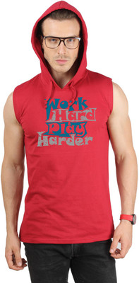 

SayItLoud Graphic Print Men's Hooded Maroon T-Shirt