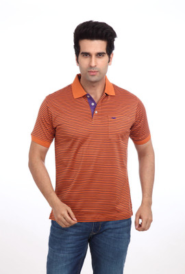 

Park Avenue Striped Men's Polo Neck Orange T-Shirt