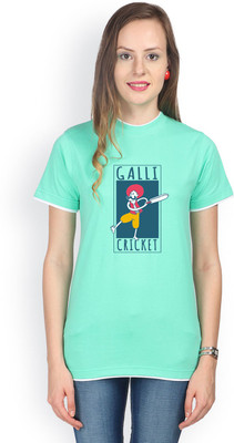 

Campus Sutra Printed Women' Round Neck Light Green T-Shirt