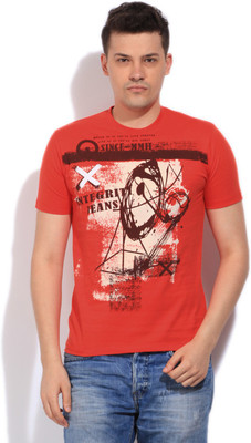 

Integriti Printed Men's Round Neck Red T-Shirt, Mandarin red