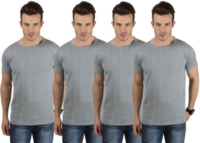 

SayItLoud Solid Men's Round Neck Grey T-Shirt(Pack of 4
