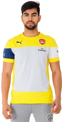 

Puma Solid Men's Round Neck White, Yellow T-Shirt, Est blue;gray;white;yellow