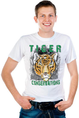 

6th Cross Graphic Print Men's Round Neck White T-Shirt