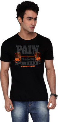 

Inkovy Graphic Print Men' Round Neck Black T-Shirt