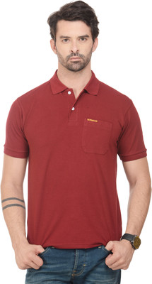 NORWOOD Solid Men Polo Neck Maroon T-Shirt NORWOOD Solid Men Polo Neck Maroon T-Shirt