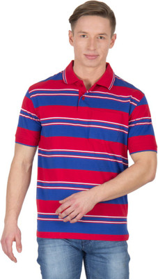 

Wilkins & Tuscany Striped Men's Polo Neck Red T-Shirt, Blood red roy blue