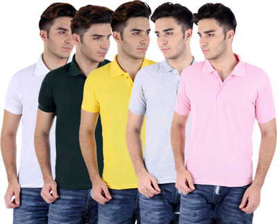 

Sanvi Traders Solid Men Polo Neck Multicolor T-Shirt(Pack of 5