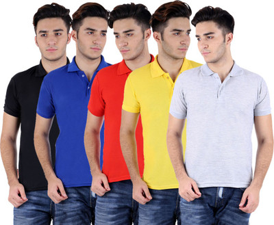 

Sanvi Traders Solid Men Polo Neck Multicolor T-Shirt(Pack of 5