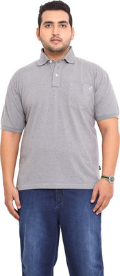 

John Pride Solid Men's Polo Neck Grey T-Shirt