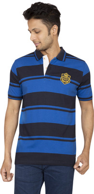 

Red Line Striped Men's Polo Neck Blue T-Shirt