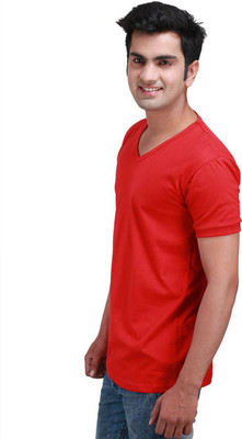 

Inkovy Solid Men's V-neck Red T-Shirt