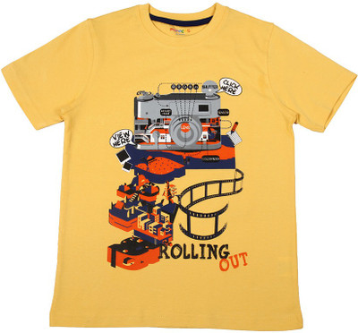 Poppers by Pantaloons Boys Graphic Print T Shirt(Yellow, Pack of 1