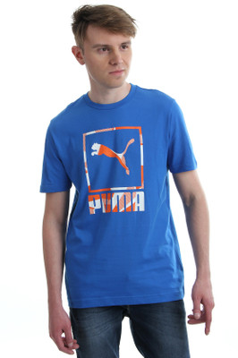 

Puma Printed Men' Round Neck Blue T-Shirt, Victoria blue