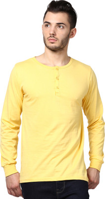 

Inkovy Solid Men' Henley Yellow T-Shirt