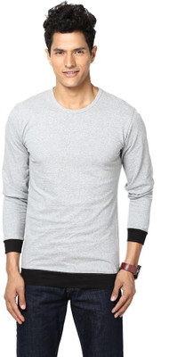 

Unisopent Designs Solid Men' Round Neck Grey, Black T-Shirt