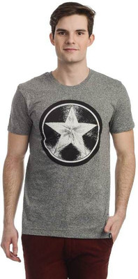 

Marvel Comics Printed Men's Round Neck Grey T-Shirt, Grey mouline